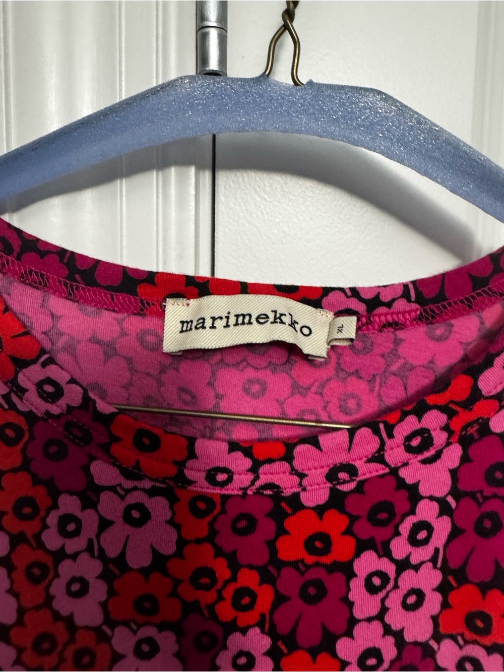 Marimekko Pink, Red & Black Floral Crewneck Tee
